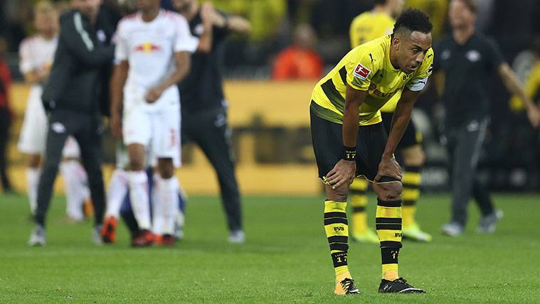 Pierre-Emerick Aubameyang regrets  after a defeat of the Borussia Dortmund
