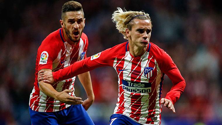 Koke And Griezmann, celebrating a goal with the Athletic of Madrid