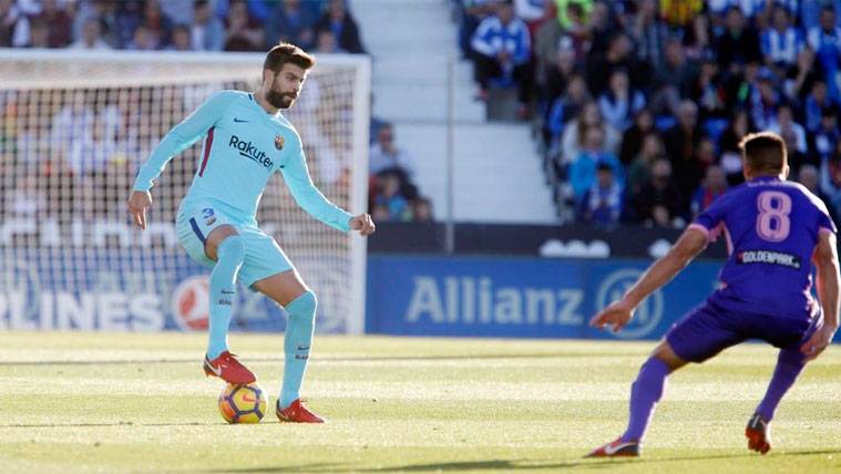 Gerard Hammered in an action of the Leganés-FC Barcelona
