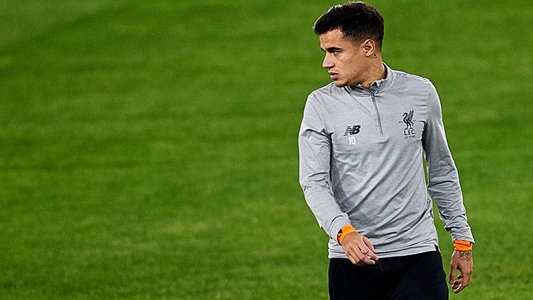 Philippe Coutinho, during a training with the Liverpool