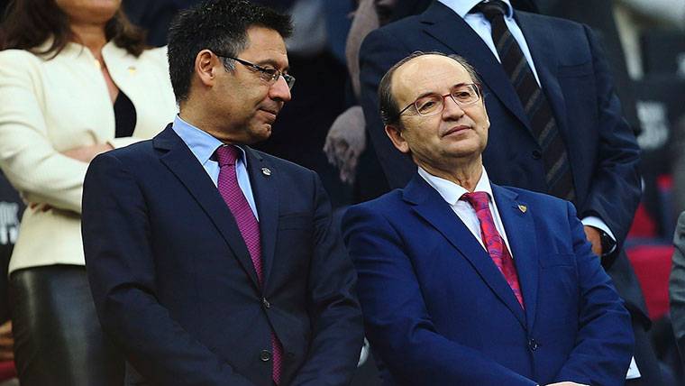Josep Maria Bartomeu and Castro, presidents of the FC Barcelona and of the Seville