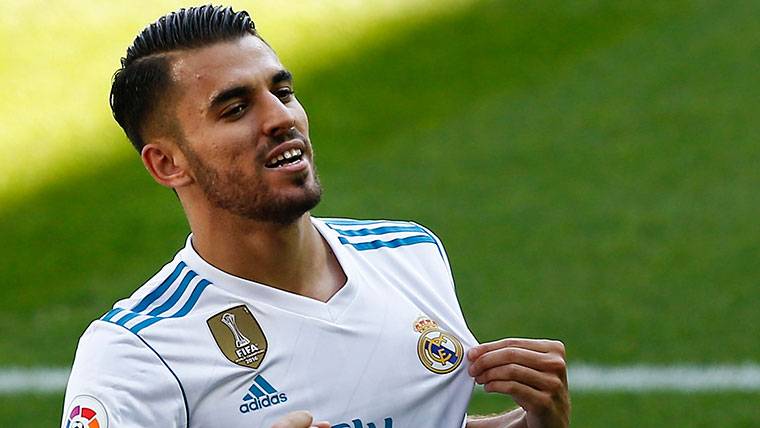 Dani Ceballos, celebrando un gol marcado con el Real Madrid