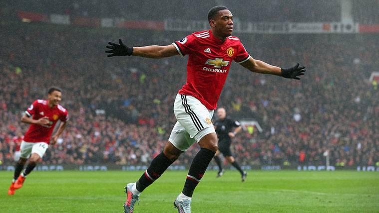 Anthony Martial celebrates a goal with the Manchester United