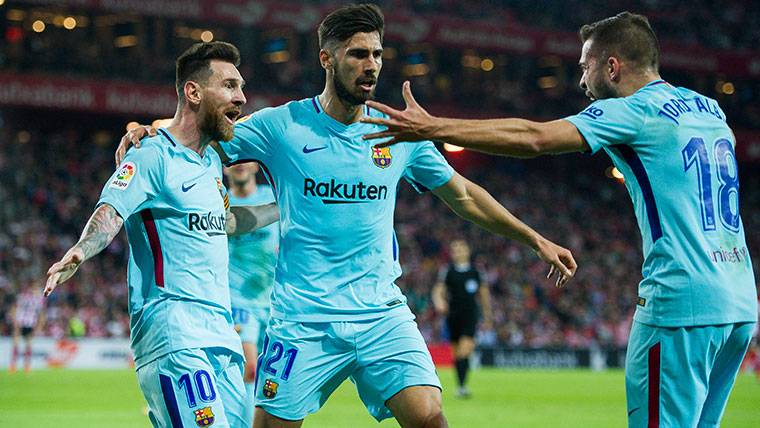 André Gomes, celebrating a goal of the FC Barcelona this season