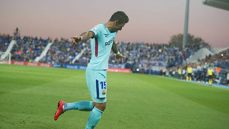 Paulinho, celebrando un gol marcado al Leganés en Liga