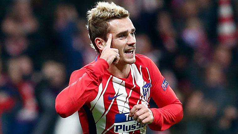 Antoine Griezmann celebrates a goal with the Athletic of Madrid