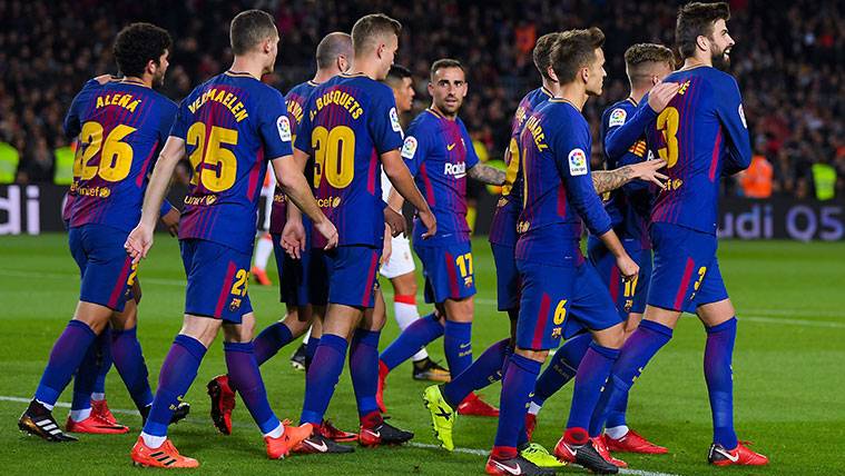 Los jugadores del FC Barcelona celebran un gol en Copa del Rey