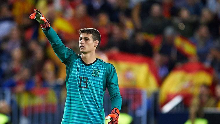 Kepa Arrizabalaga, during a party with the Spanish selection