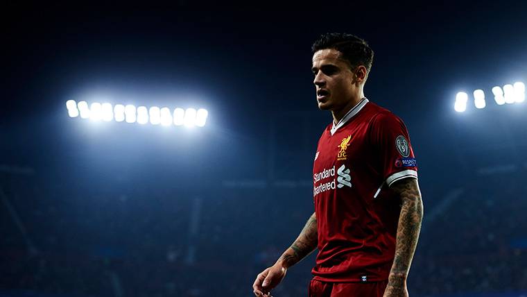 Coutinho, durante un partido con el Liverpool