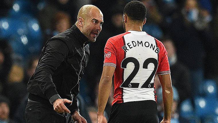 The warmed up exchange of impressions between Pep Guardiola and Nathan Redmond
