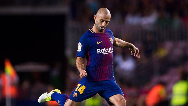 Javier Mascherano, during a party with the FC Barcelona