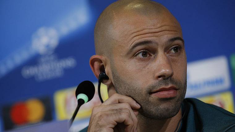 Javier Mascherano, during a press conference with the Barça