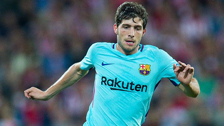 Sergi Roberto, during a party with the FC Barcelona this course