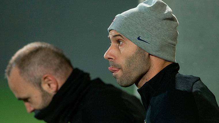 Javier Mascherano, during a training with the FC Barcelona