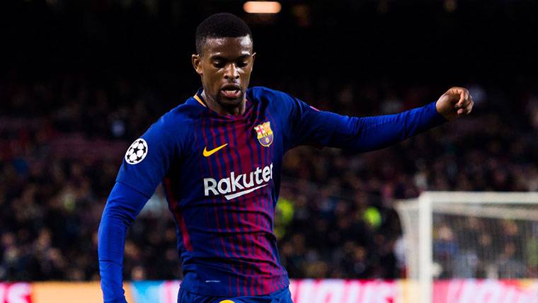 Nelson Semedo, in an action of the Barcelona-Sporting