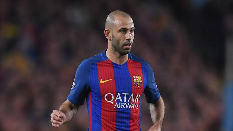 Javier Mascherano, during a party with the FC Barcelona