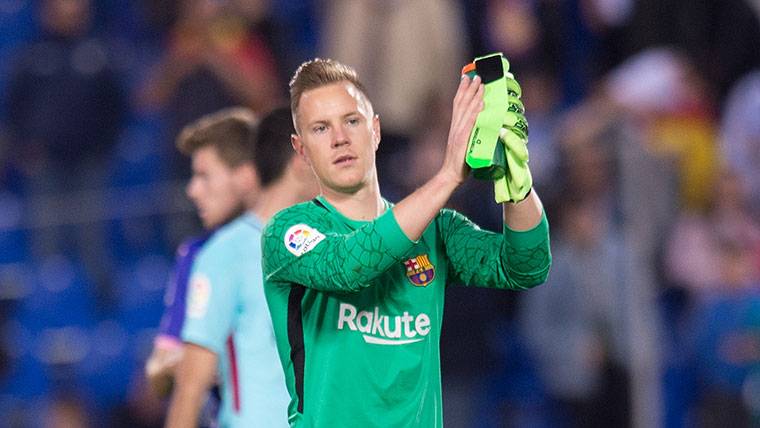 Ter Stegen, during a party of the Barcelona