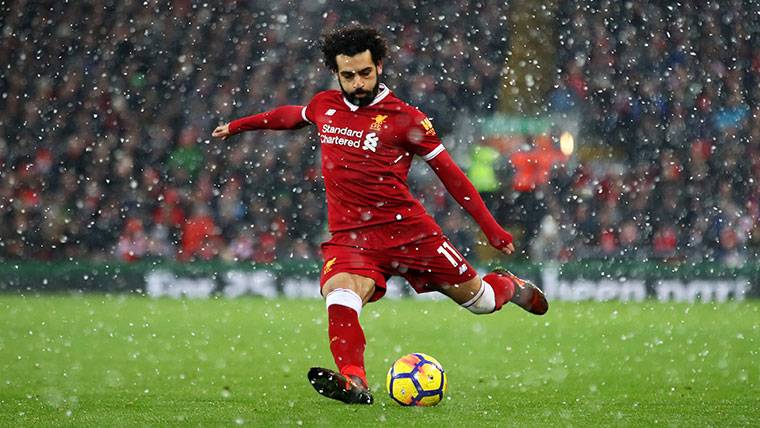 Mohammed Salah, durante un partido con el Liverpool