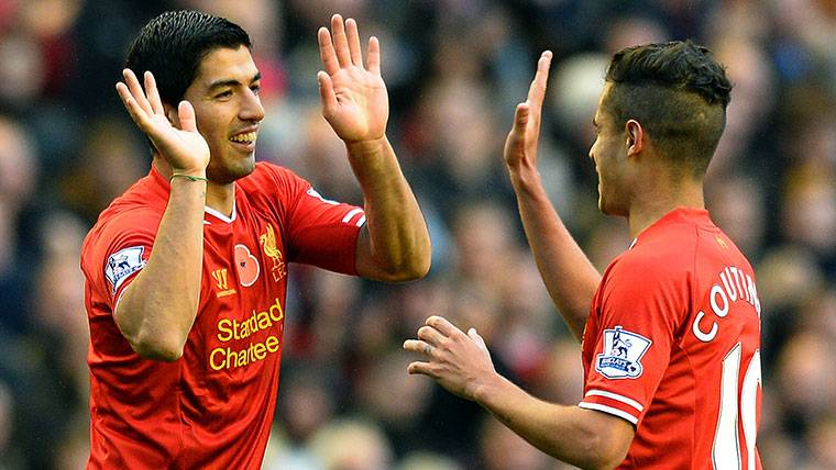 Luis Suárez and Coutinho, in an image of archive with the Liverpool
