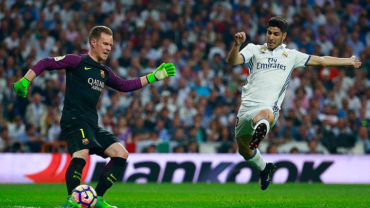 Ter Stegen, dribbling to Asensio during a Classical