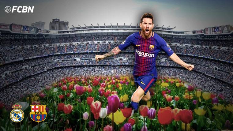 Leo Messi, celebrating a marked goal in Santiago Bernabéu
