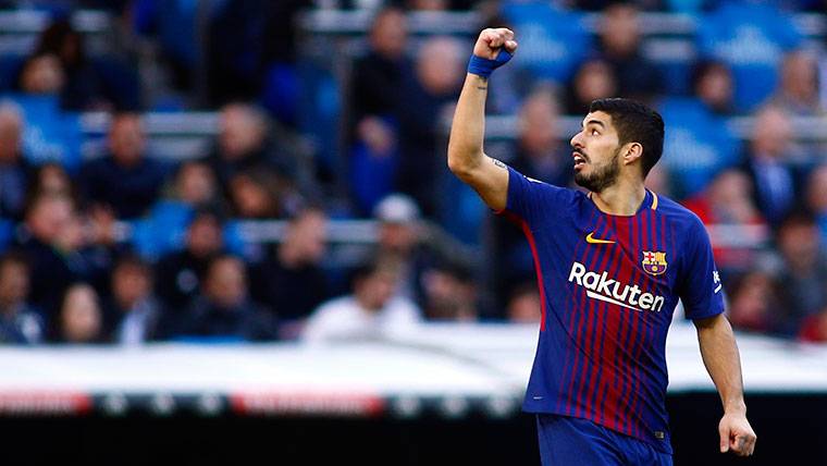 Luis Suárez, celebrating a marked goal in the Classical to the Real Madrid