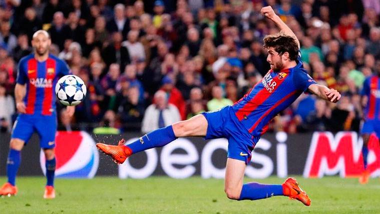 Sergi Roberto anota el último gol de la remontada contra el PSG