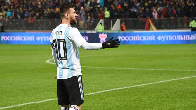 Leo Messi, durante un partido con la selección de Argentina