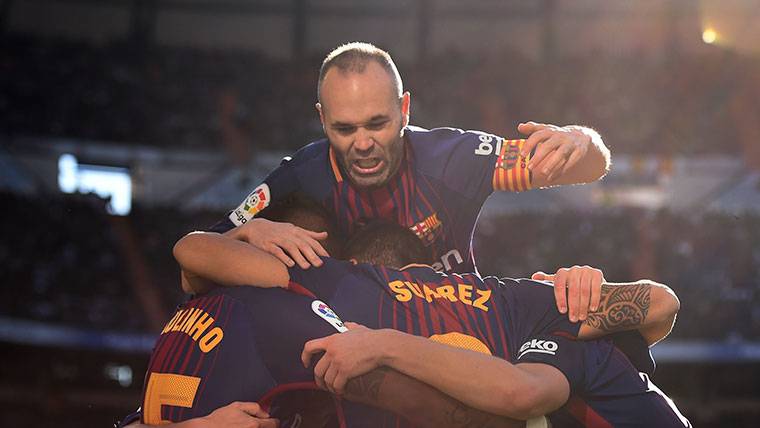 Andrés Iniesta, celebrating a goal in the Classical