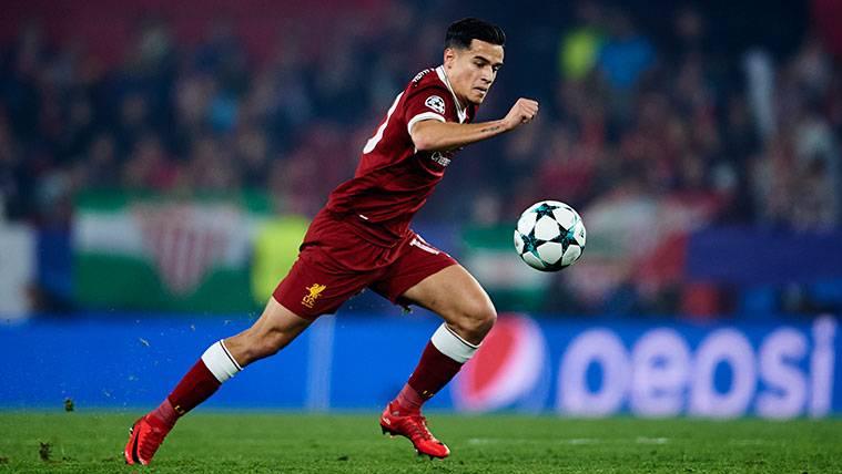 Philippe Coutinho en un partido del Liverpool