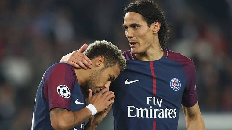 Edinson Cavani And Neymar Jr, during a crash of Paris Saint-Germain