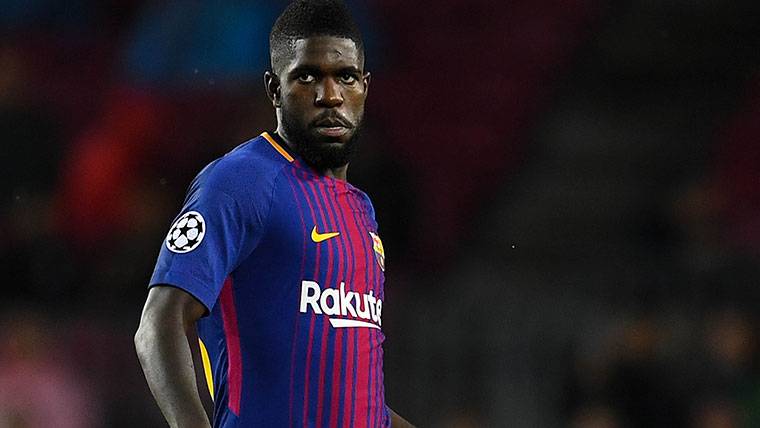Samuel Umtiti, during a party with the Barça this season