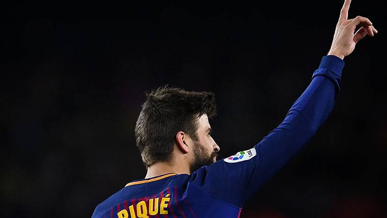 Gerard Piqué, celebrando un gol marcado con el Barça