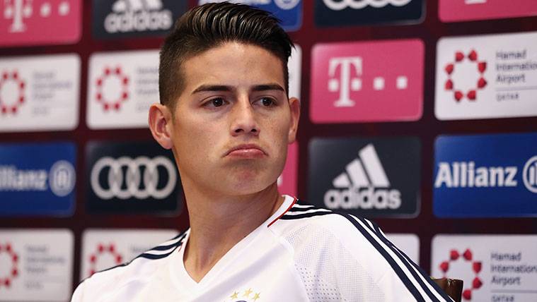James Rodríguez in a press conference with the Bayern of Munich