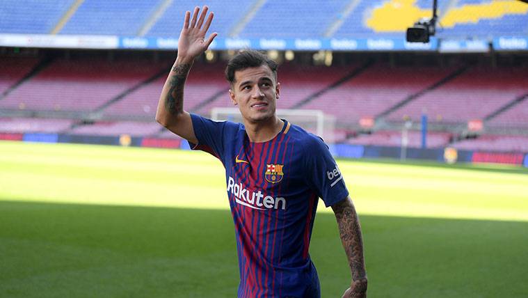 Philippe Coutinho in his presentation with the FC Barcelona