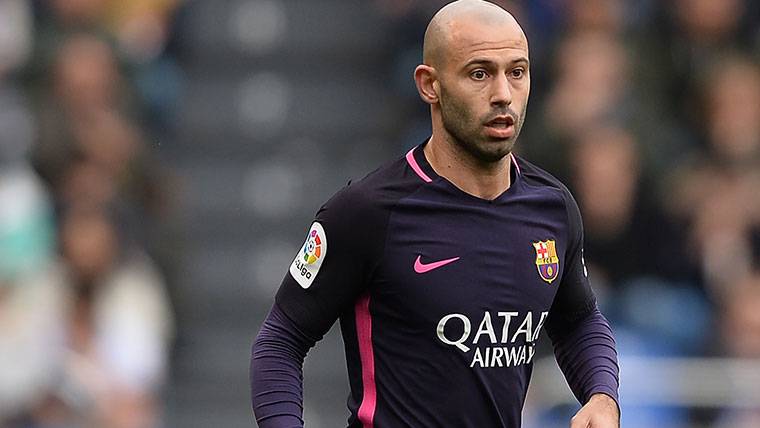 Mascherano, during a party with the FC Barcelona