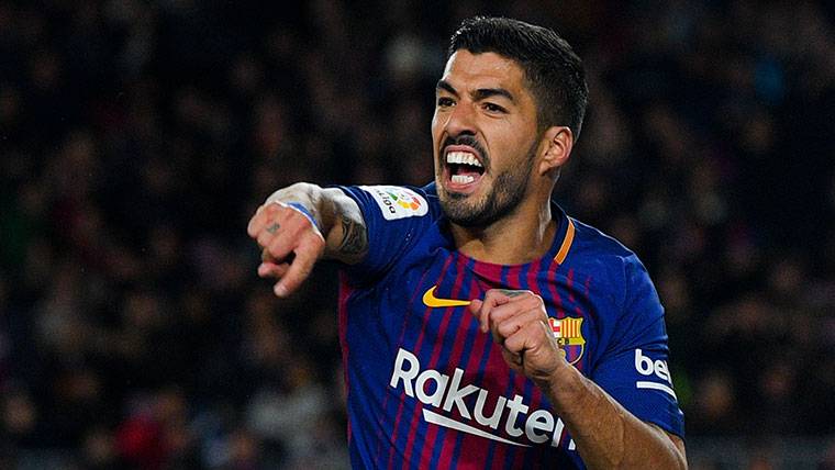Luis Suárez, celebrating the marked goal against the Real Sociedad