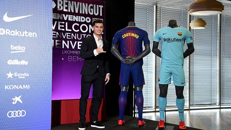 Philippe Coutinho, during the official presentation with the Barça