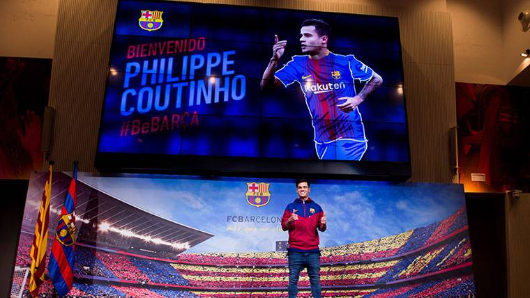 Philippe Coutinho, during his official presentation with the Barça