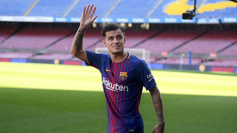 Philippe Coutinho, during his presentation with the Barça