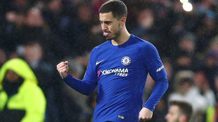 Eden Hazard, celebrating a marked goal with Chelsea this course