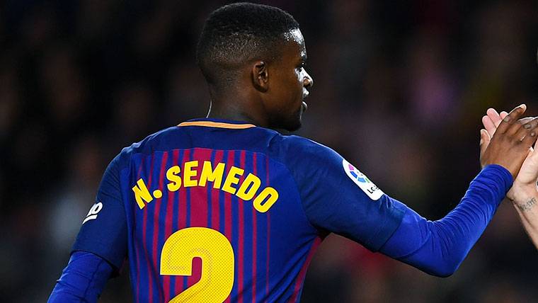 Nelson Semedo, during a party with the FC Barcelona