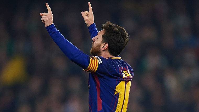 Leo Messi, celebrando el gol marcado contra el Espanyol