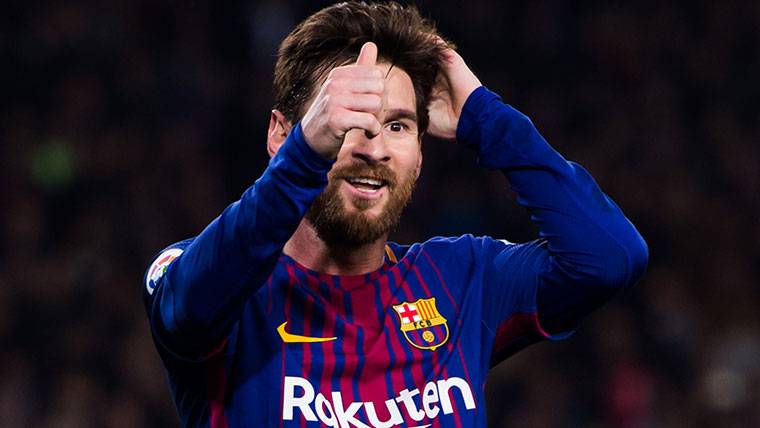 Leo Messi, celebrating a marked goal with the FC Barcelona