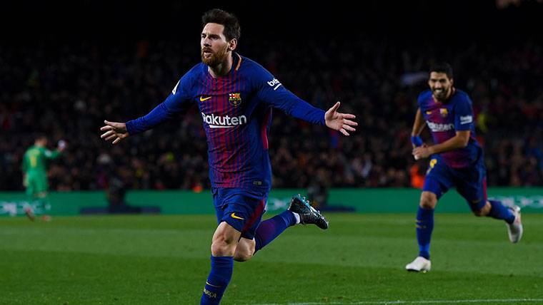 Leo Messi, celebrating his goal against the Sportive Alavés