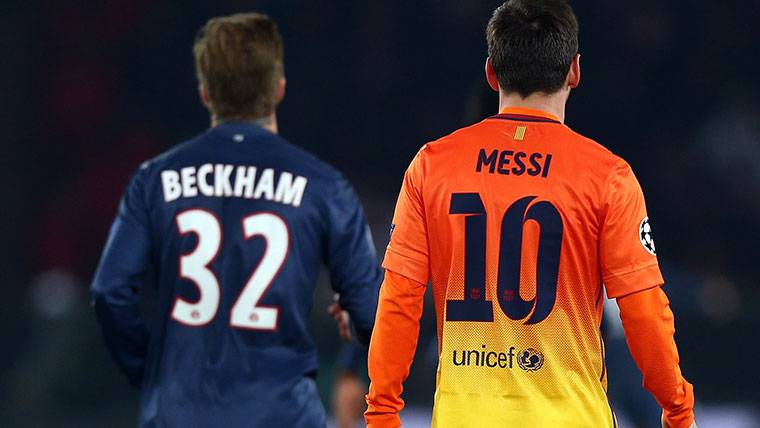 Leo Messi y David Beckham, juntos en un Barça-PSG