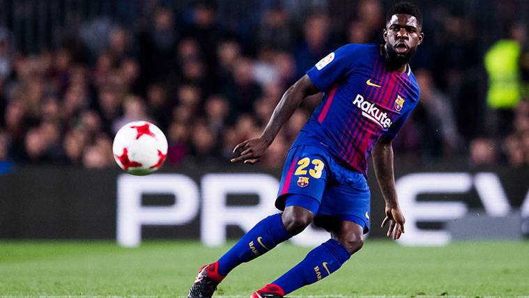 Samuel Umtiti en un partido con el FC Barcelona