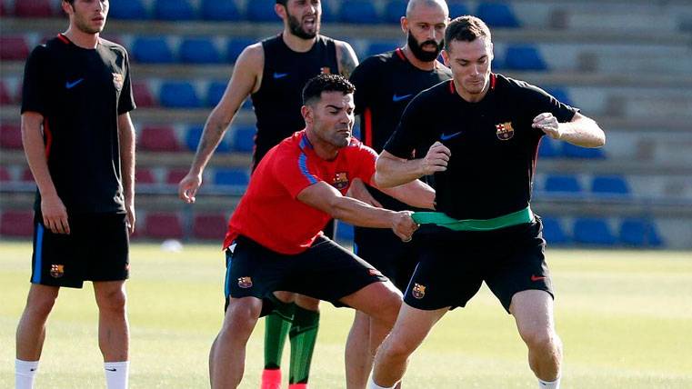 Thomas Vermaelen en un entrenamiento del FC Barcelona