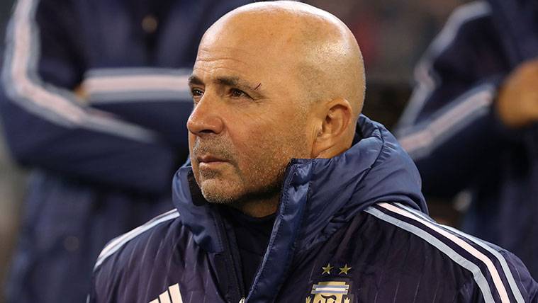 Jorge Sampaoli in a party of the selection of Argentina