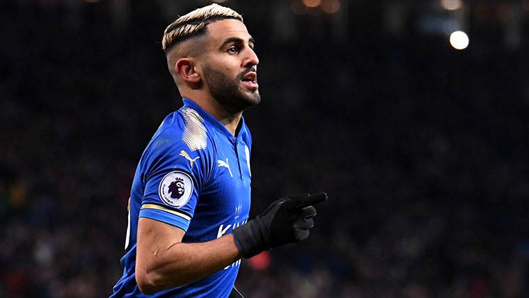 Riyad Mahrez, celebrating a marked goal with the Leicester City